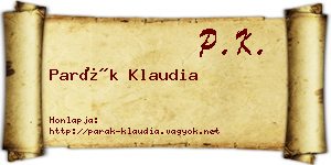 Parák Klaudia névjegykártya